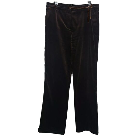 ST. JOHN Sport Pants Sz 12 Brown Velvet Velour  Chain Detail - Picture 1 of 4